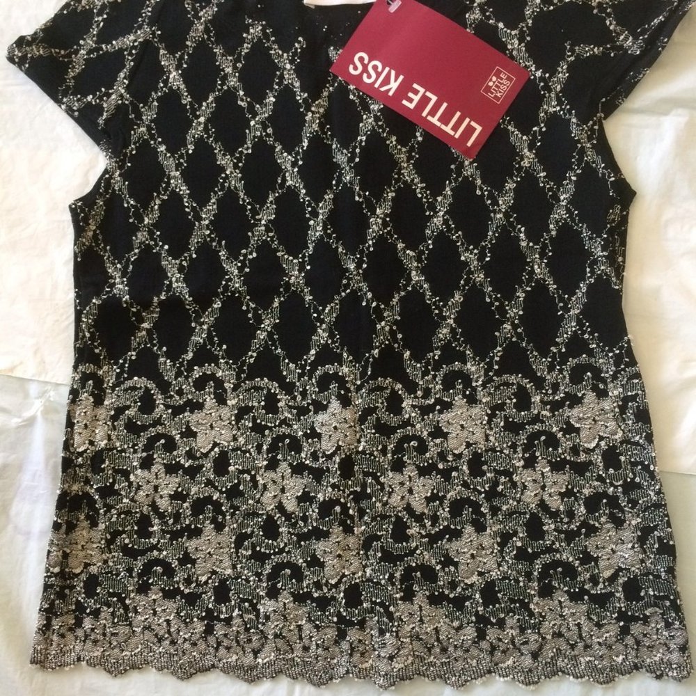 LITTLE KISS ladies beautiful top size Eur M USA 10 colour black